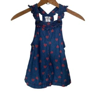 Max Studio Kids Girls Denim Jumper w/ Hearts Size 3T Cotton Valentine’s Day